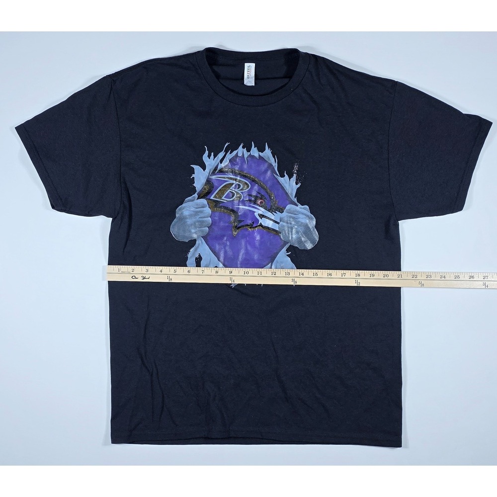 Jerzees Baltimore Ravens Graphic T-Shirt Mens Large Black Dri-Power NFL Football